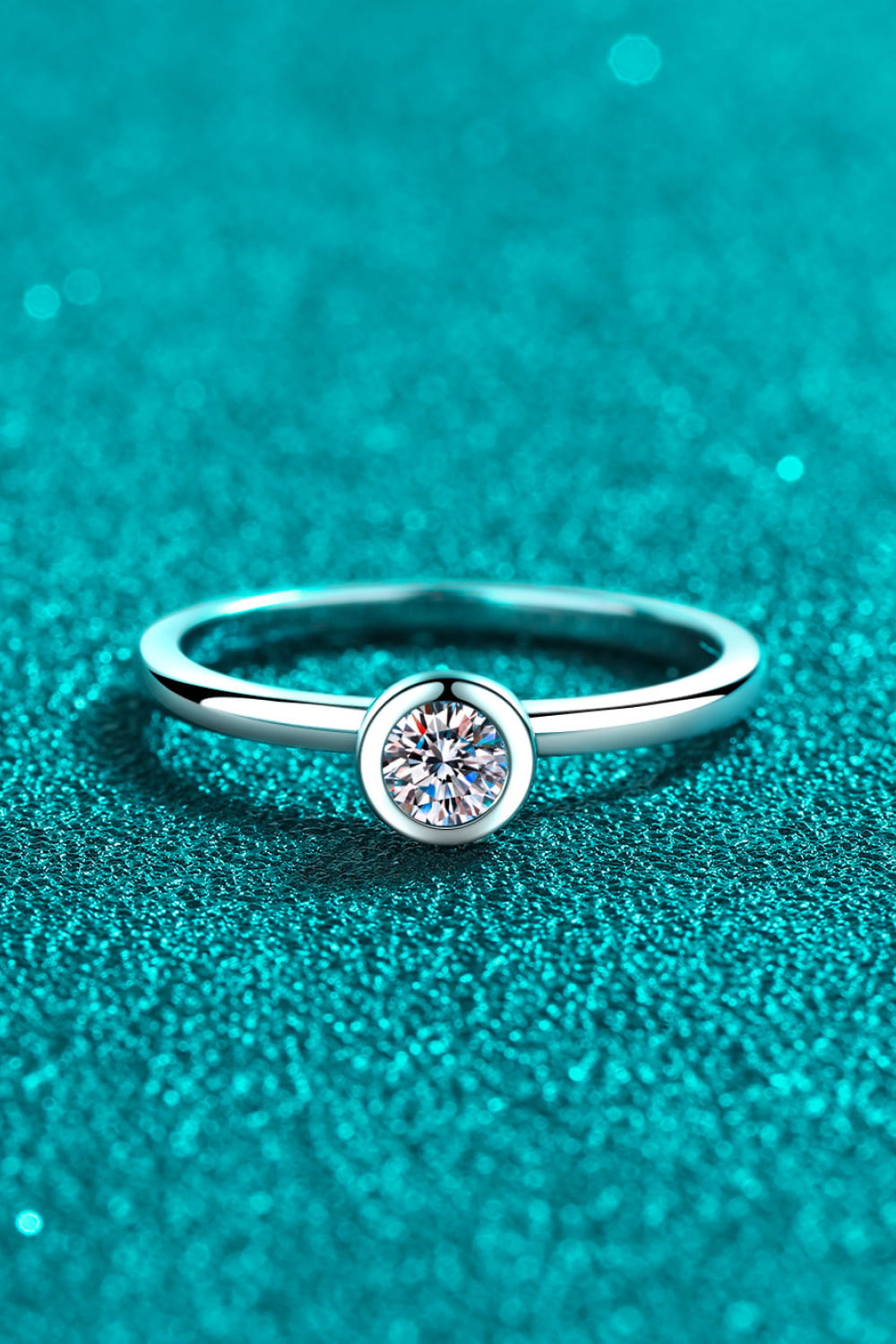 Moissanite Rhodium Plated Solitaire Ring